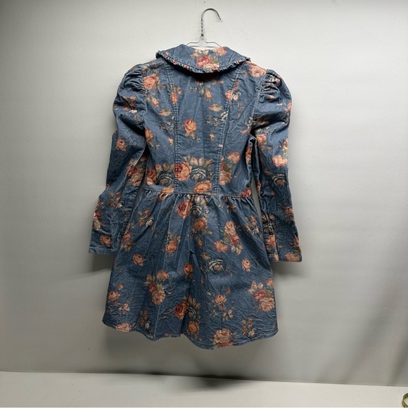 LoveShack Fancy Breyer corduroy Floral Denim Dress size 0 - Picture 4 of 12
